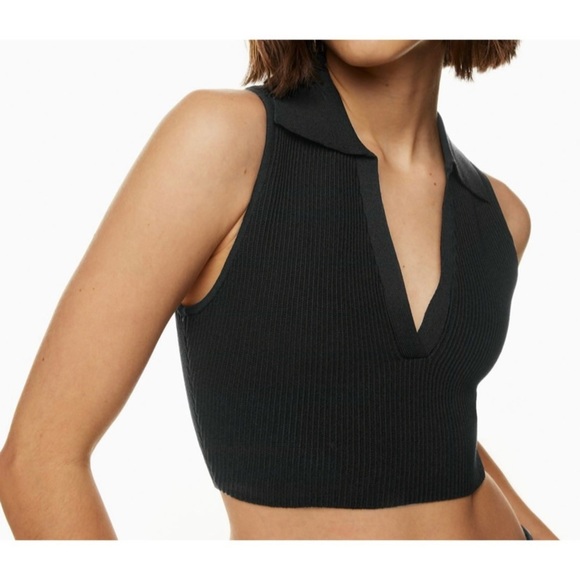 Aritzia Tops - ARITZIA BABATON Sculpt Knit Polo Top in Black